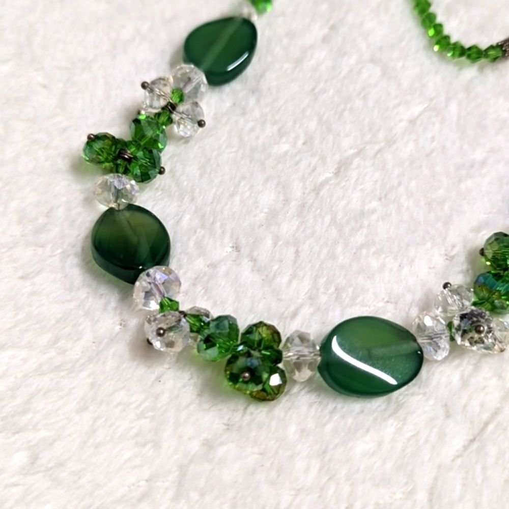 Vintage Artisan Made Green Crystal Bead and Glass Bead Necklaces - Picture 13 of 13